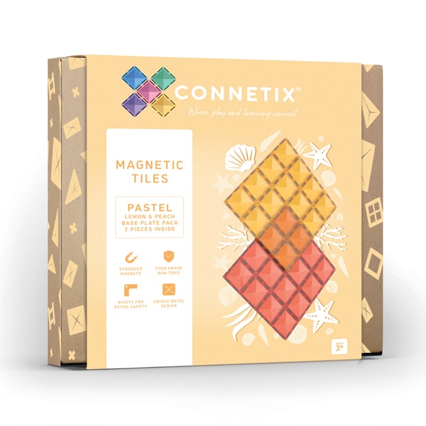Pastel Lemon & Peach Base Plate 2 pc by Connetix